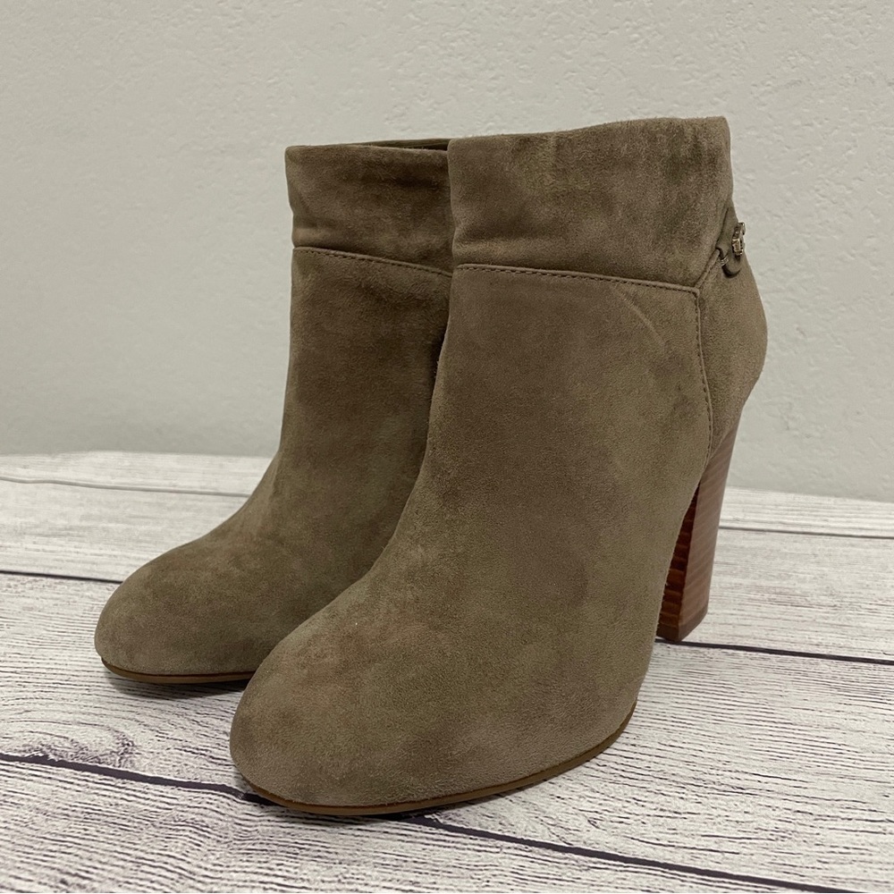Tory Burch Fulton Booties Boot Ankle Suede Leather Stacked Block Heel Womens 6.5 - Picture 3 of 14
